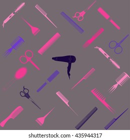 Barber and Hairdresser Tools Seamless Pattern. Barbershop texture.