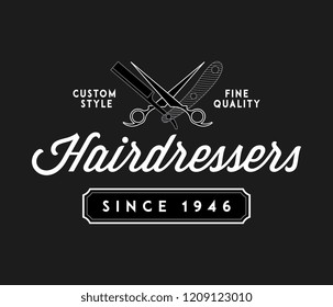 Barber hairdressers white on black is a vector illustration about style