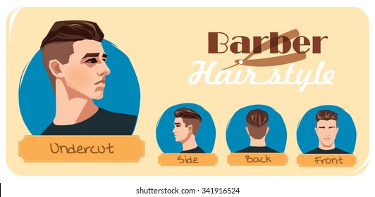  Barber hairstyle. Fashion undercut haircut