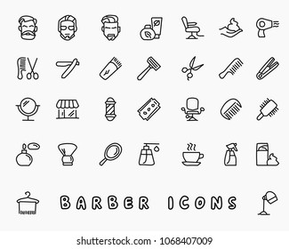 barber hand drawn icon design illustration, line style icon, designed for app and web