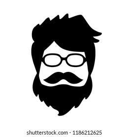 The Barber. Handsome man with beard and mustache. Barber shop symbol. Male with moustache. Man face. Beard and moustache silhouette isolated on white background