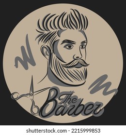 The Barber, handwritten quotes, mens haircut, scissors, barbershop cover, doodle