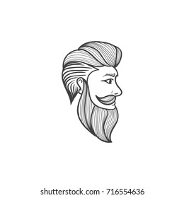 barber head illustration hand drawn vintage