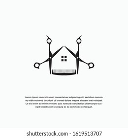 Barber house logo design template