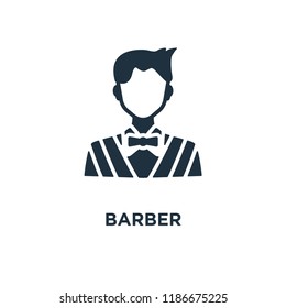 Barber icon. Black filled vector illustration. Barber symbol on white background. Can be used in web and mobile.