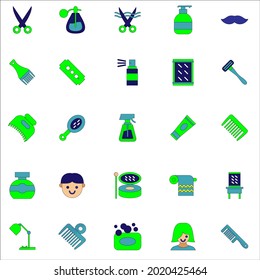 Barber icon colour collection set vector