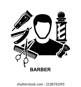Icono de barbero aislado en ilustración vectorial de fondo blanco.