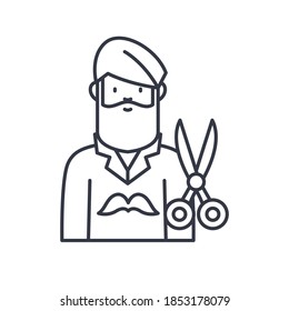Barber icon. Linear isolated illustration, thin line vector. Web design outline sign concept symbol with editable stroke on white background.