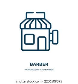 Barber icon. Linear vector illustration from hairdressing and barber shop collection. Outline barber icon vector. Thin line symbol for use on web and mobile apps, logo, print media.