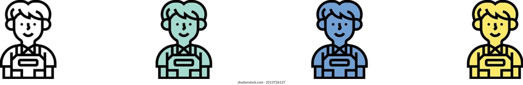 barber icon. Outline, Green, Blue and Yellow Style Design Isolated On White Background