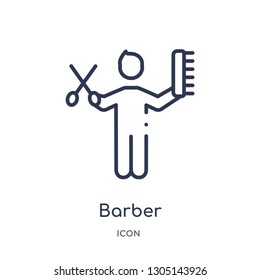 barber icon from people skills outline collection. Thin line barber icon isolated on white background.