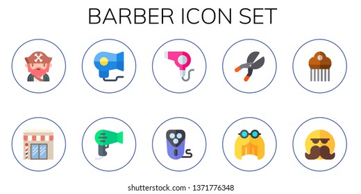 Barber Icon Set 10 Flat Barber Stock Vector (Royalty Free) 1371776348 ...