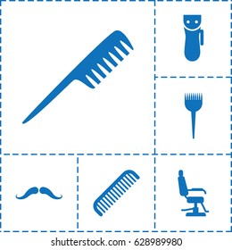 Barber icon. set of 6 barber filled icons such as comb, mustache