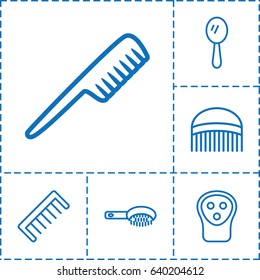 Barber icon. set of 6 barber outline icons such as comb, hair brush, mirror
