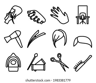 Barber Icon Set. Editable Bold Outline Design. Vector Illustration.