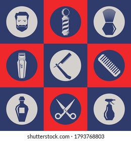 Barber icon set isolated. Vector illustration.
