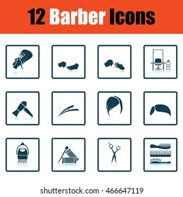 Barber icon set. Shadow reflection design. Vector illustration.