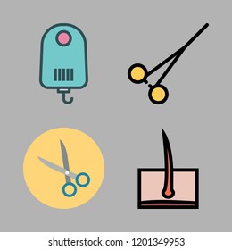 barber icon set. vector set about hair, scissors and shaver icons set.