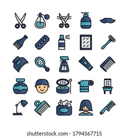 Barber icon set vector flat line for website, mobile app, presentation, social media. Suitable for user interface and user experience.