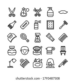 Barber icon set vector line for website, mobile app, presentation, social media. Suitable for user interface and user experience.