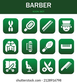 barber icon set. Vector thin line illustrations related with Scissors, Comb and Comb