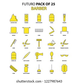 Barber Icon Set. Yellow Futuro Latest Design icon Pack