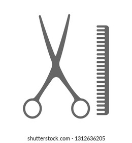 Barber icon vector logo, illustration, vector sign symbol for design. The scissors and comb icon. Barbershop symbol. Flat Vector Concept haircut.