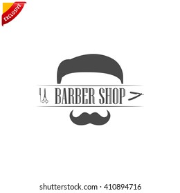 barber icon, vector barber shop logo, isolated vintage barber shop label