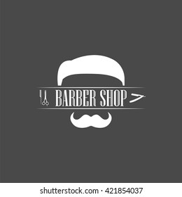 barber icon, vector barber shop logo, isolated vintage barber shop label