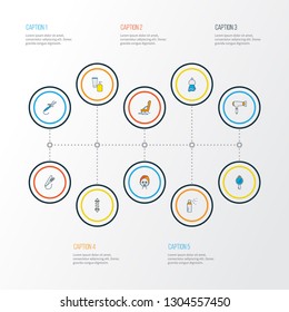 Barber icons colored line set with barber chair, curling iron, towel and other peeper elements. Isolated vector illustration barber icons.