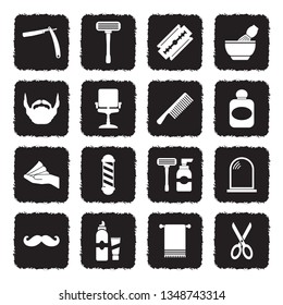 Barber Icons. Grunge Black Flat Design. Vector Illustration. 