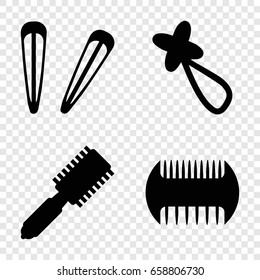 Barber icons set. set of 4 barber filled icons such as comb, hair brush