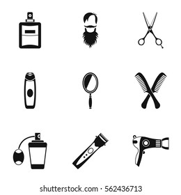 Barber icons set. Simple illustration of 9 barber vector icons for web
