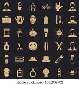 Barber icons set. Simple style of 36 barber vector icons for web for any design