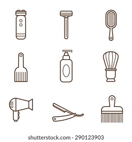 Barber icons set Vector illustration