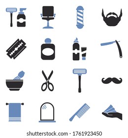 Iconos de barbero. Diseño Plano De Dos Tonos. Ilustración vectorial.