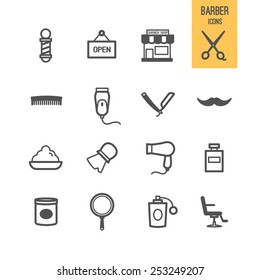 Barber icons. Vector illustration.