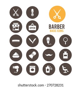 Barber icons. Vector illustration.