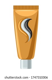 Barber illustration of professional tube of hair dye. Hairdressing salon item.