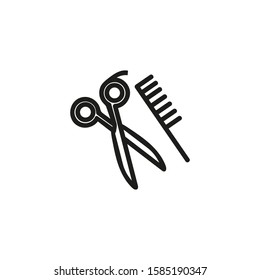 Barber instruments thin line icon. Hair, style, barber isolated outline sign. Service and beauty business concept. Vector illustration symbol element for web design and apps