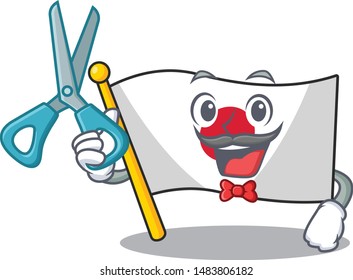 Barber Japan flag hoisted inside cartoon pole
