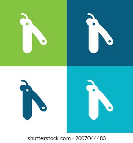 Barber Knife Flat four color minimal icon set