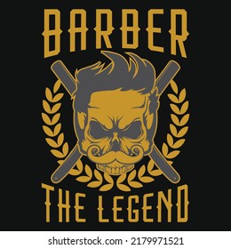 barber the legend T-shirt design vector illustration 