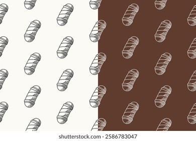 barber light pole signage doodle seamless pattern on brown white background set. barber lamp pole engraving pattern background. retro barber pole sign background for barbershop merchandise