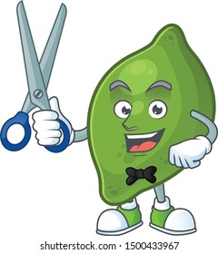 Barber lime fruit character on white background