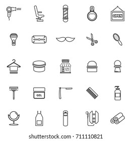 Barber line icons on white background, stock vector