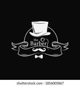 Barber logo, barbershop emblem, label, badge. Design element, label, emblem сut out for plotter or laser cutting. Barbershop cut-out vector illustration.
