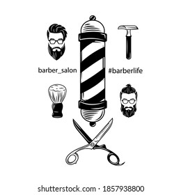 Barber logo, barbershop emblem, label, badge. Design element, label, emblem сut out for plotter or laser cutting. Barbershop cut-out vector illustration.