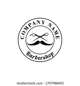 The Barber logo. Beard and mustache, Scissors. Barber shop symbol.
