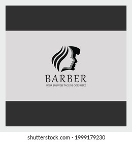 Barber logo. beauty spa , men and women face icon. Vector illustration